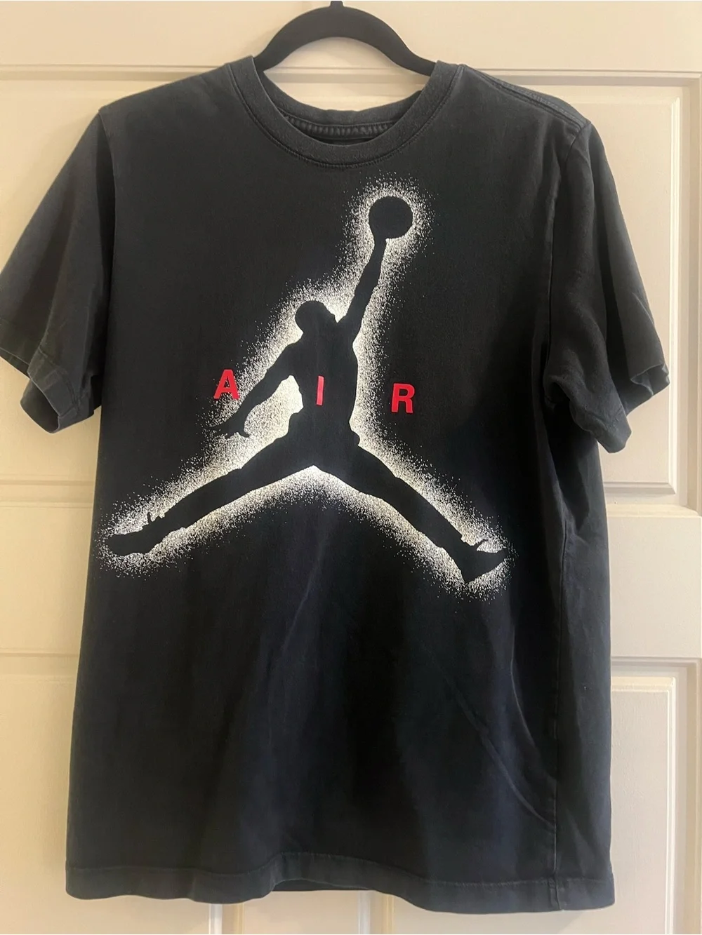 Jordan Black Tee with White Text and Red Jumpman